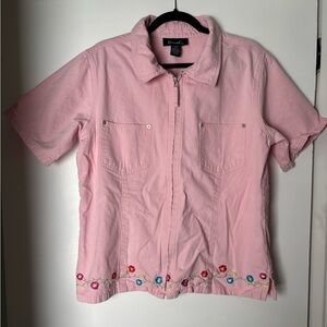 Pink Denim Short Sleeve Top